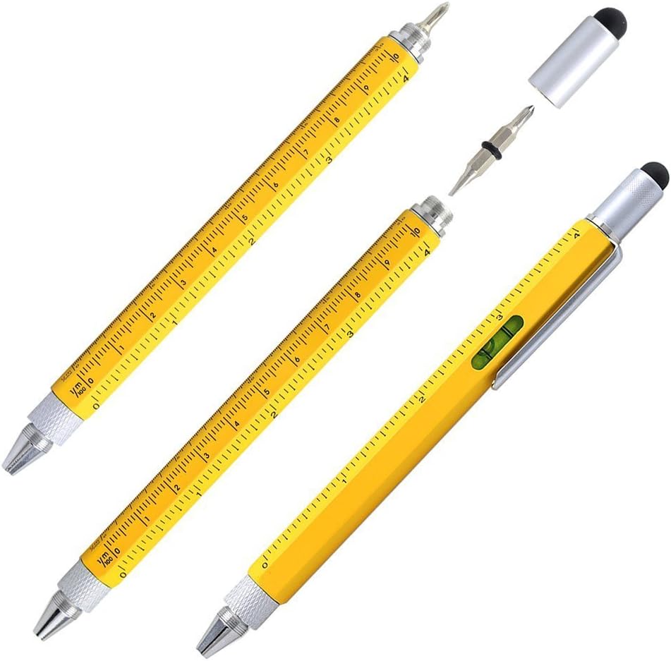 Tool Pen Stylus Pen Hand Tool stylus pen pen for touch screen Screwdriver bit Multitool cm Ruler inches Flat Phillips Bubble Level Ballpoint Pen 8 in 1 Tech Tool Pen Multifunction Tool gift