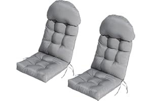 COSNUOSA 2 Pcs Rocking Chair Cushion High Back Adirondack Chair Cushion Waterproof Patio Cushions for Outdoor Furniture Light Gray