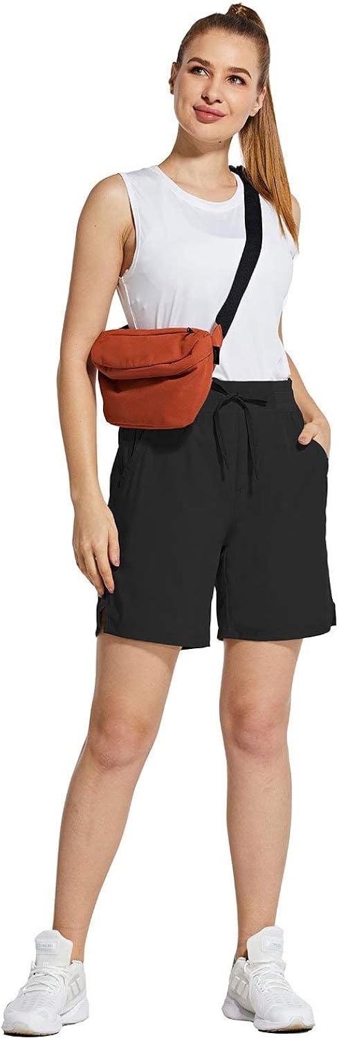 BALEAF Women's 7" Hiking Shorts 5 Pockets Quick Dry UPF 50+ Stretch Athletic Shorts for Camping, Travel, Running: Clothing