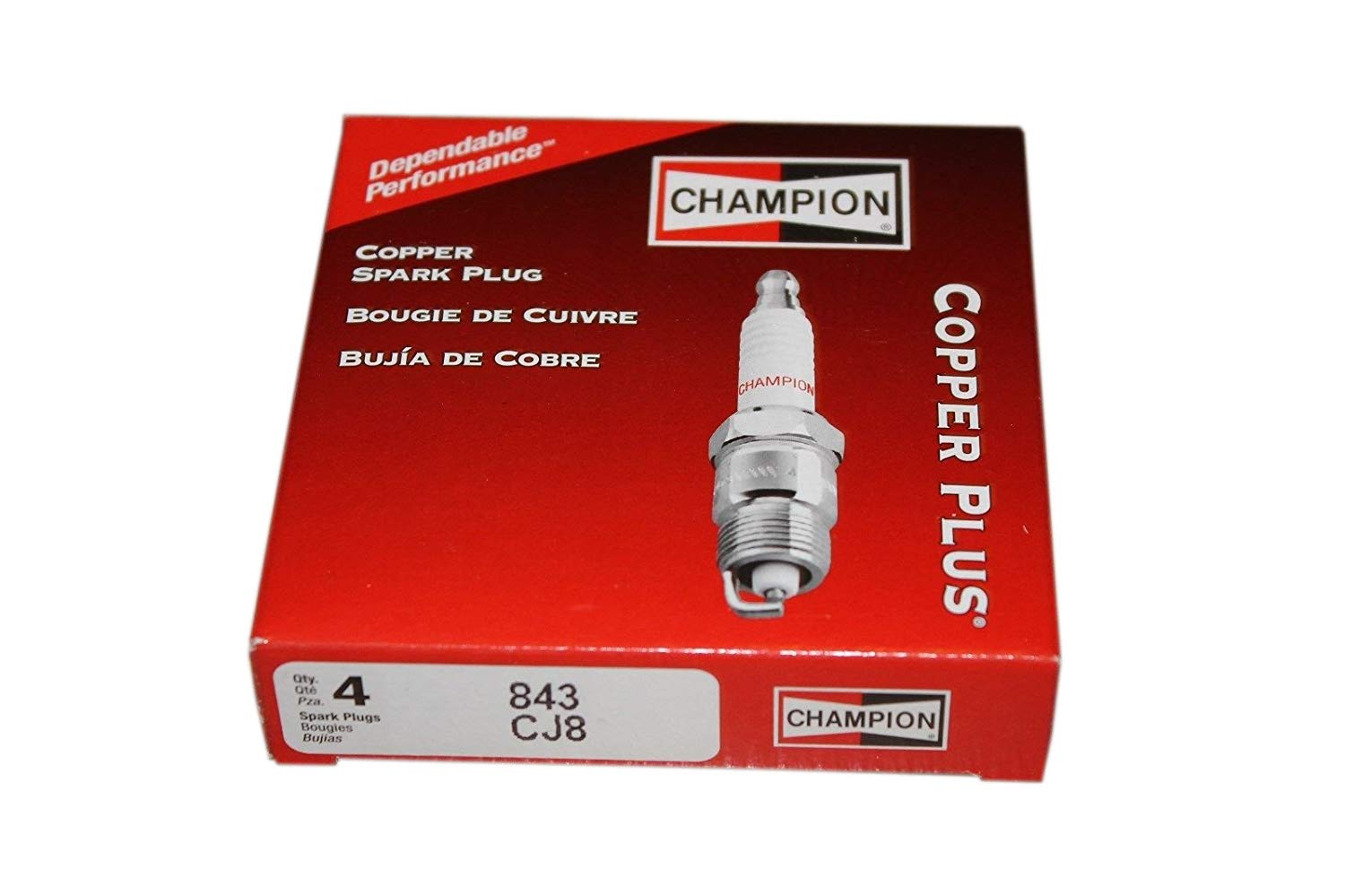Lawnmowers Parts Box of 4 (Four) Champion CJ8, 843 Spark Plug Replaces NGK BM6A, 5921; Bosch WS8E 75