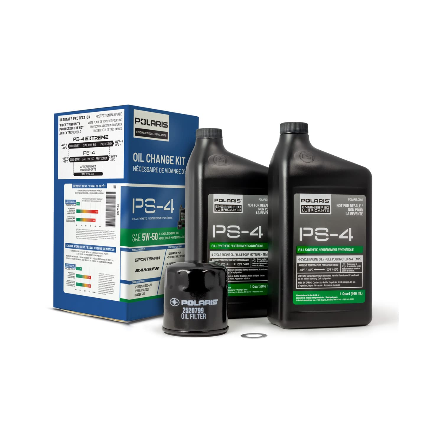 thumbnail image 2 of MISHON Full Synthetic Oil Change Kit For Polaris Scrambler 500 - 5W-50 Engine Oil & Gear Lubricant With Filters 2 of 14
