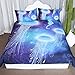 ARIGHTEX 3D Ocean Bedding Blue Jellyfish Duvet Cover Underwater Bedspread Deep Sea Bedding for Adult Kids (Twin)