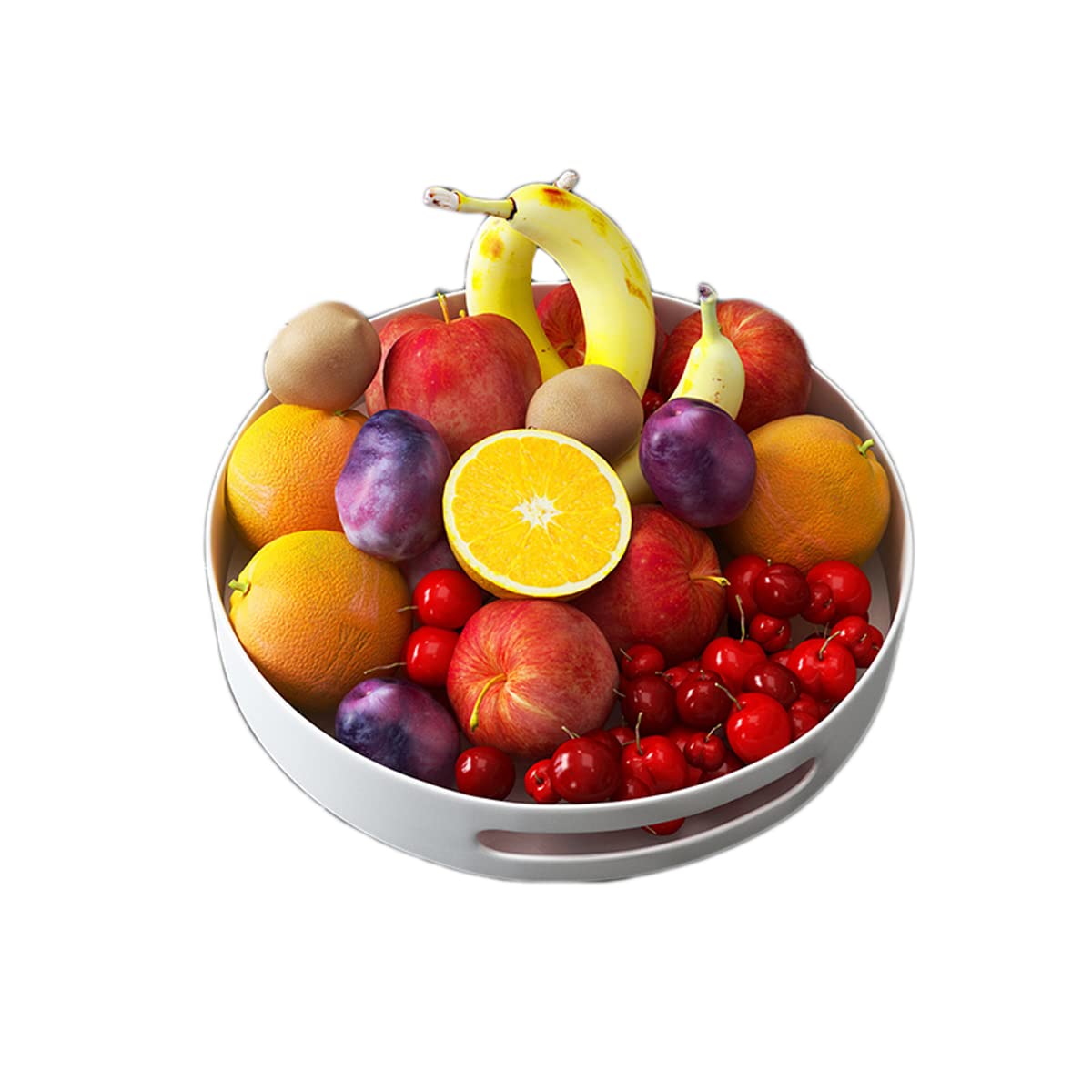 Lazy Susan Turntable Spice Rack, Metal Rotating Tray Organizer for Cabinet Countertop Cupboard Table in Kitchen or Pantry (Steel 25cm 10 inches) (White)