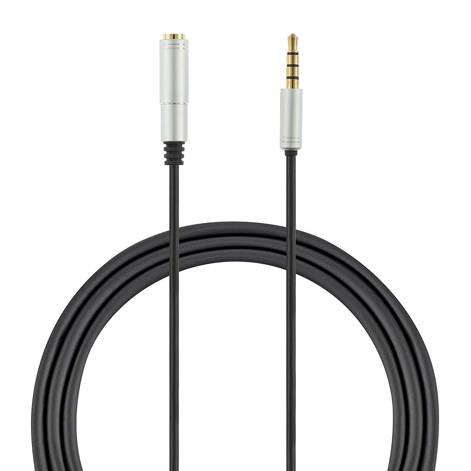 AGS Retail Ltd Compatible Audio Cable for Bose, Sennheiser, AKG Headphones & More– 1.7 m Black AUX Cable, 4-Pole Tip-Ring-Ring-Sleeve Connectors | Audio and Video Accessories