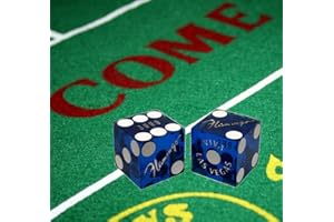 Cyber-Deals Wide Selection Craps Bundle Set: Las Vegas Style Felt Layout + Pair 19mm Authentic Nevada Casino Table-Played Dice (Flamingo (Blue Polished))