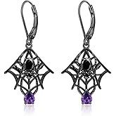 Halloween Spider Earrings for Women Spider Web Spiderweb Earrings Dangle Sterling Silver Gothic Spooky Black Witch Jewelry Horror Vintage Christmas Gifts