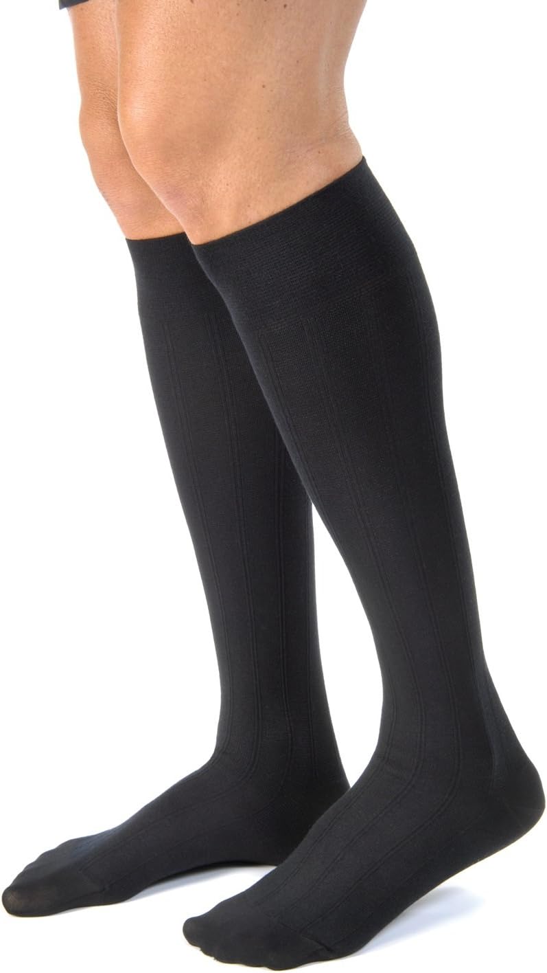 Knee Length Anti Embolism Medical Compression Socks - MEDIUM - BLACK 18-24mmHg