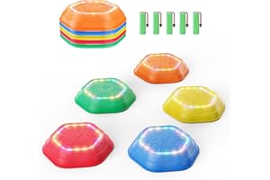 Holyton Upgraded Music Light-Up Stepping Stones for Kids, 5-Pack Sensory Balance Toys with Batteries, Non-Slip Design, for Ages 3–8, Ideal for Sensory Training, Indoor & Outdoor Play, Great Gift Idea