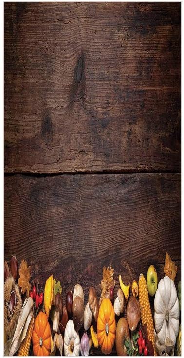 3D Decorative Film Privacy Window Film No Glue,Harvest,Harvest Food on Dark Colored Wooden Table Autumn Vegetables Corn Pumpkin Decorative,Brown Orange White,for Home&Office