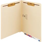 Smead Heavyweight End Tab Fastener File Folder, Shelf-Master&reg; Reinforced Straight-Cut Tab, 2 Fasteners, Letter Size, Manila, 50 per Box (34215)