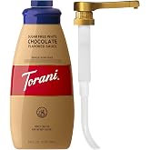 Torani Sugar Free White Chocolate Sauce for Crafting Coffeehouse Drinks, Large Squeeze Bottle with Pump, 64 Fl Oz