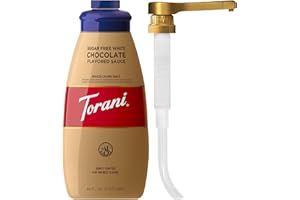 Torani Sugar Free White Chocolate Sauce for Crafting Coffeehouse Drinks, Large Squeeze Bottle with Pump, 64 Fl Oz