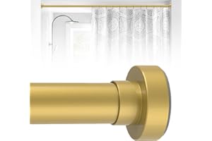 HTZON Gold Shower Curtain Rod 18 to 45Inch:Small Spring Tension Shower Rods for Bathroom Kitchen Doorway,Modern Heavy Duty Adjustable Tension Shower Curtain Rod No Drilling No-Slip Easy Install,Gold