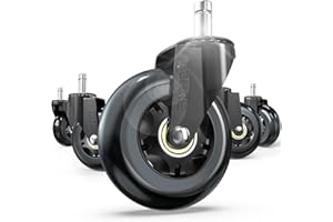 HOLKIE Office Chair Wheels Roller Blade Caster 11x22mm All Black 3 Inch Chair Wheels for Office Rubber Rolling Set of 5 for Carpet Hardwood Floors Gaming Smooth & Silence Gliding