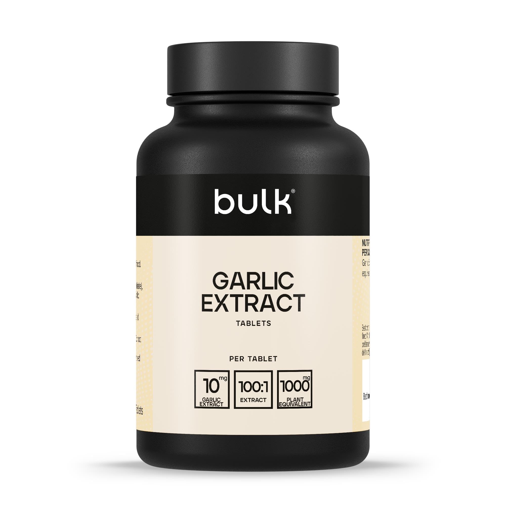 Bulk Garlic Extract Tablets, 1000 mg, Odourless High Strength Garlic Supplement, Pack of 270, 270 Servings, Packaging May Vary