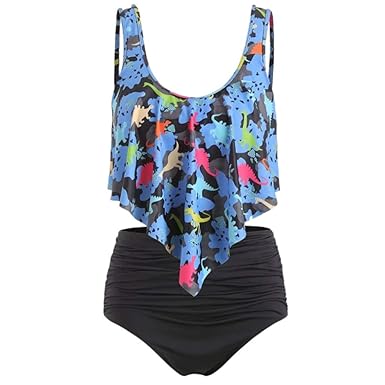 BURFLY Damen Sommer Push hohe Taille Bauch Bikini Anzug Badebekleidung Badeanzug Strand Badebekleidung