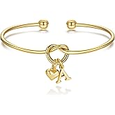 M MOOHAM Valentines Gifts for Her Teen Girls - Knot Initial Bracelets for Women Bridesmaids Proposal Gift Bridesmaid Gift Heart Initial Bracelet Friendship Bracelets Valentines Gifts for Women Sister