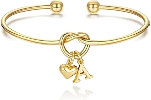 M MOOHAM Christmas Gifts for Women Teen Girls - Knot Initial Bracelets for Women, Bridesmaid Gifts Bridesmaids Proposal Gift Dainty Knot Letter A-Z Heart Initial Bracelet Jewelry Friendship Bracelets