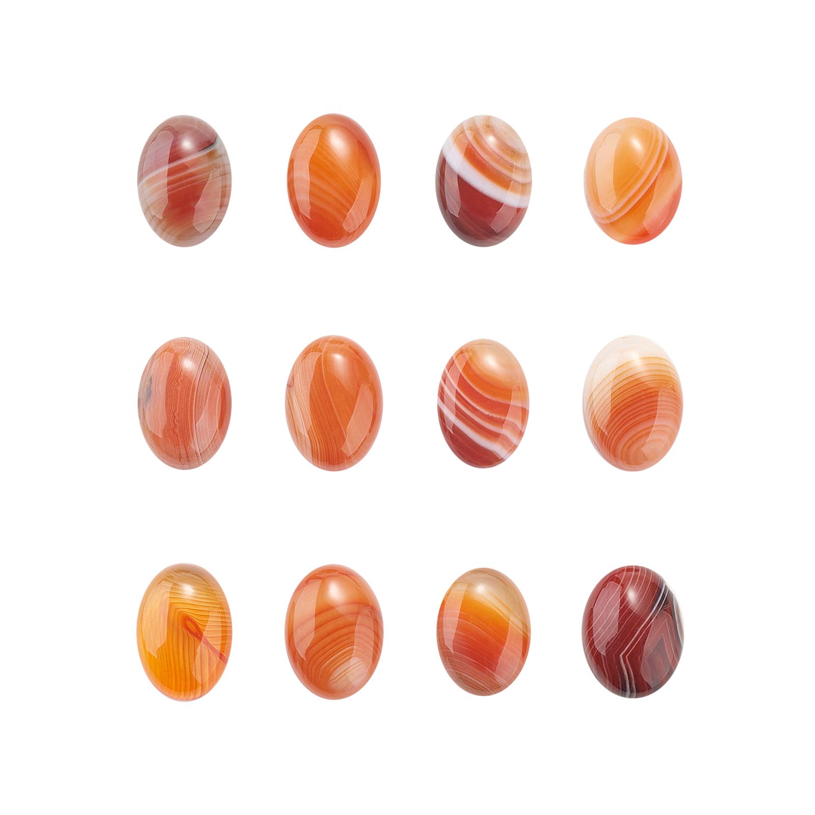LiQunSweet 50 Pcs Natural Striped Agate Loose Gemstones Cab Oval Flatback Cabochons Cameo Bulk for Necklace Bracelet Earrings Jewellery Making - 18x13mm