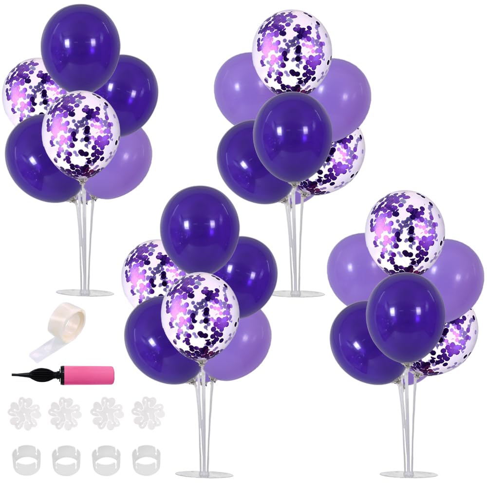 Photo 1 of TONIFUL 4 Purple Balloon Stand Centerpiece Table Decorations for Birthday Baby Shower Wedding Engagement Mother's Day Graduation Halloween Party Decorations