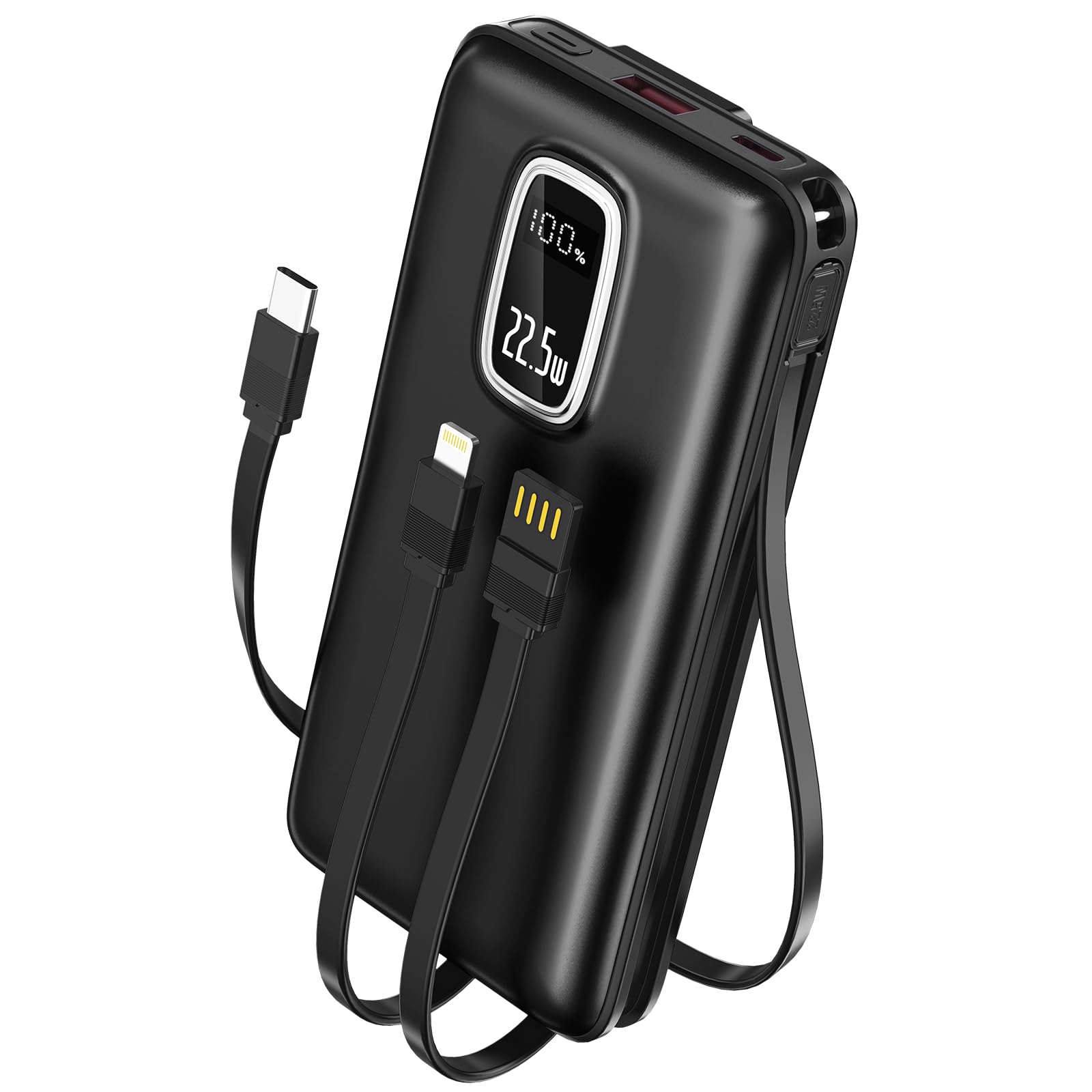 DXUN Portable Charger 45800mAh Power Bank - Fast Charging Portable Phone Charger with Built in Cables,External Battery Pack USB C Out/Input for iPhone 16/15/14 Series,Galaxy,Tablet, etc.(Black)