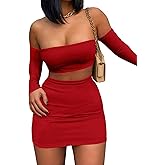 Women's Summer Two-Piece Skirt Sets Sexy Off Shoulders Top Y2K Going Out Short T-Shirt Sets Mini Dress Outfits D293