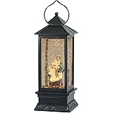 Eldnacele Battery Operated Plug-in Musical Lighted Christmas Water Snowing Glittering Snow Globe Lantern with Timer Christians Nativity Lantern Decor, Holy Family