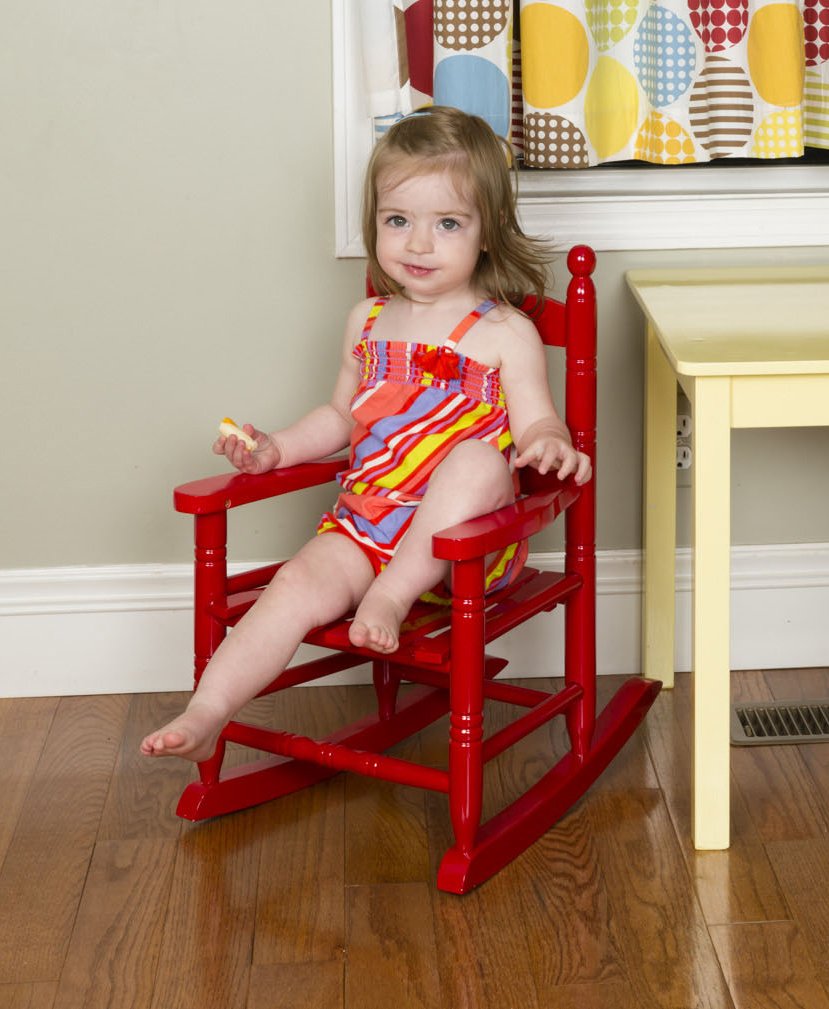 Kids Rocking Chair Red Toddler Girls Bedroom Furniture Seat Children