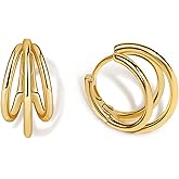 Me&Hz Gold Huggie Earrings Small Huggie Hoop Earrings for Women 14K Gold Plated Hypoallergenic Cubic Zirconia Huggies Mini Silver Hoop Earring for Women