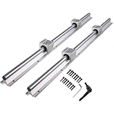 ANWOK Linear Rail and Bearings Linear Slide Rail SBR20-1200mm 2X Linear Guideway Rail 47.2 inch and 4X SBR20UU Bearing Blocks for Automated Machines, Silver, L163O0RJ07OXCC0321ON34