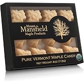 Mount Mansfield Maple Hand Stirred Organic Pure Vermont Maple Candy 4 oz | Soft maple leaf candy with a delicate crystal coating; one ingredient. GFFP certified gluten free, organic and non-GMO.