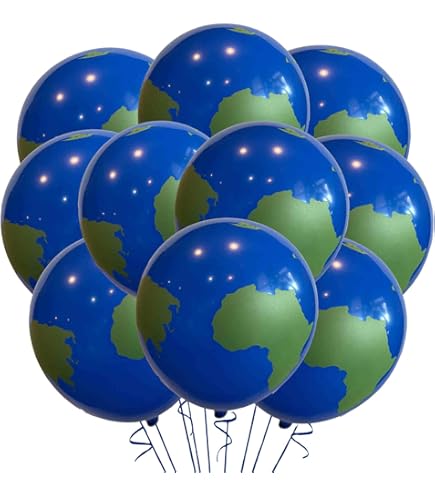 Party Zone World Map Balloons - Set Of 16 Earth Balloons For Travel Theme Parties (12" Round)