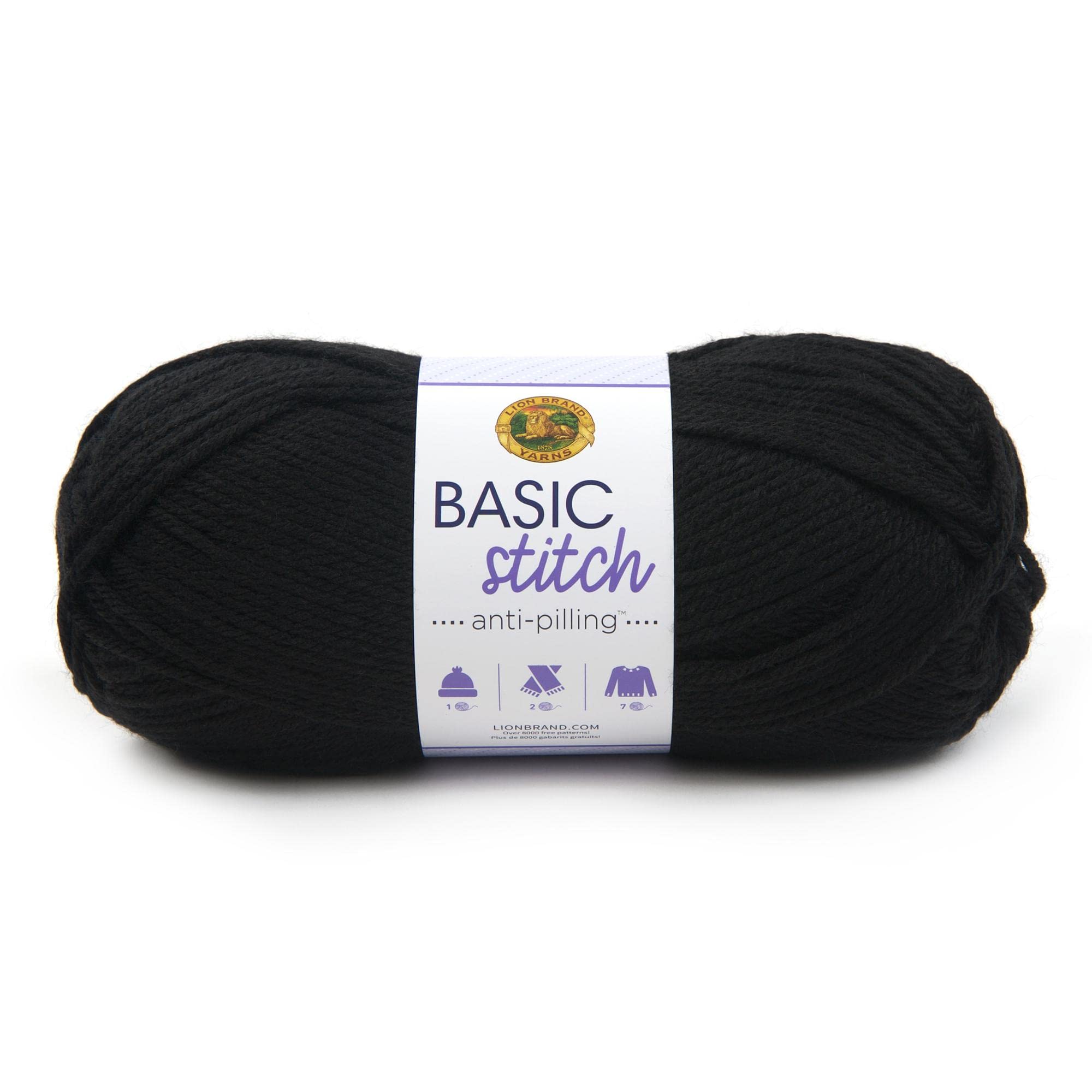 Photo 1 of Lion Brand Yarn Basic Stitch Anti-Pilling Knitting Yarn, Yarn for Crocheting, 1-Pack, Black