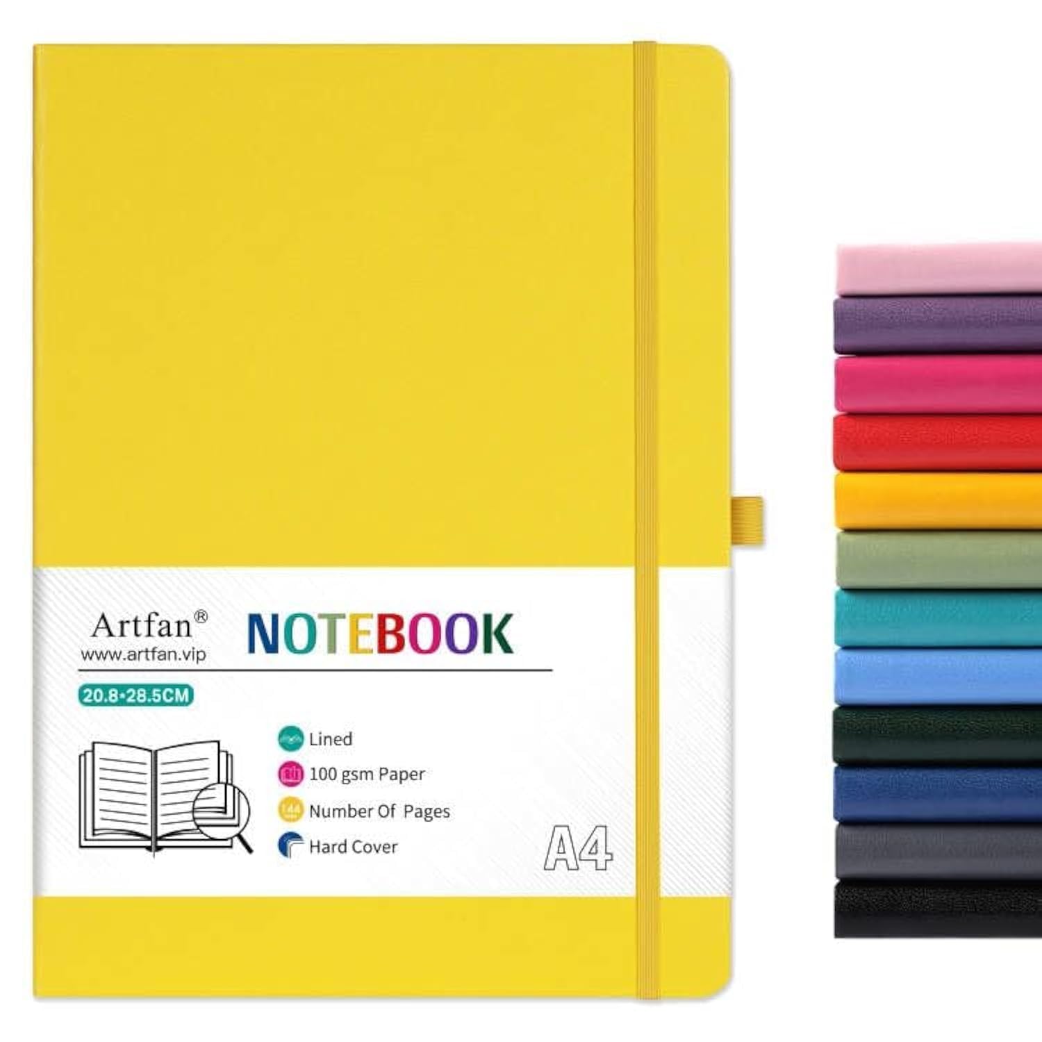 A4 Notebook - Notebook A4 with Premium Paper, Faux Leather Classic Writing A4 Notebook Journal, 8.35" X 11.45", Hardcover - Yellow — image 1