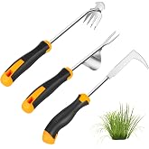 Dotet Garden Uprooting Weeding Tools - 3 Pack Hand Held Weeder Puller Tool Set, Rubber Handle, Weed Remover for Garden Farm Weeding