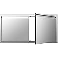 42Wx21H BBQ Access Double Doors with Horizontal Recessed Handle, Flush Mount Stainless Steel Outdoor Kitchen Door with Recessed Handle for Outside Cabinets and BBQ Island