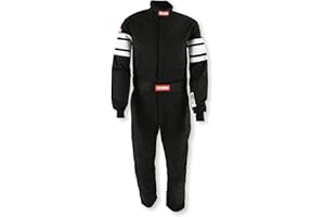 RaceQuip 120005RQP 120 Series 1-Pc Driving Suit SFI 3.2A/5 Black/White Large