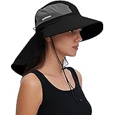 HEARTSING Sun Hat Outdoor with Large-Area Neck Flap, UV Protection Quick-Dry Breathable Fishing Hat for Hiking Garden