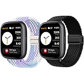 Xininyia Compatible for BIGGERFIVE Brave 2 Smart Watch Bands, 2-Pack Stretch Nylon Smartwatch Breathable Elastic Wristband Adjustable Straps for BW01 Brave / BW02 Brave 2 (22mm Large Size Version)