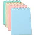 Yansanido Top Bound Spiral Notebook, 4 Pcs 4 Color A6 Size Thick Plastic Hardcover 8mm Ruled Paper 80 Sheets (160 Pages) Journal for School and Office Supplies (Light Color)