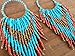 Tribal Dangle Fringe Tassel Bead & Hoop Earrings Native American Style by Pashal (Turquoise w/Red Fringe)