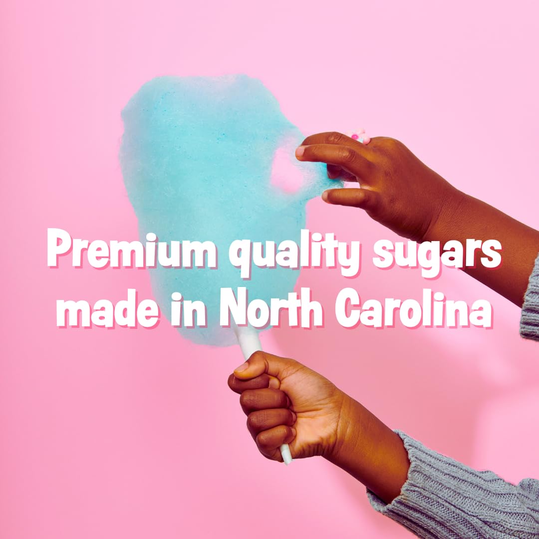 Cotton Candy Express Floss Sugar Variety Pack with 5 - 11oz Plastic Jars of Grape, Orange, Pink Vanilla, Blue Raspberry, Cherry Flossing Sugars Plus 50 Paper Cotton Candy Cones