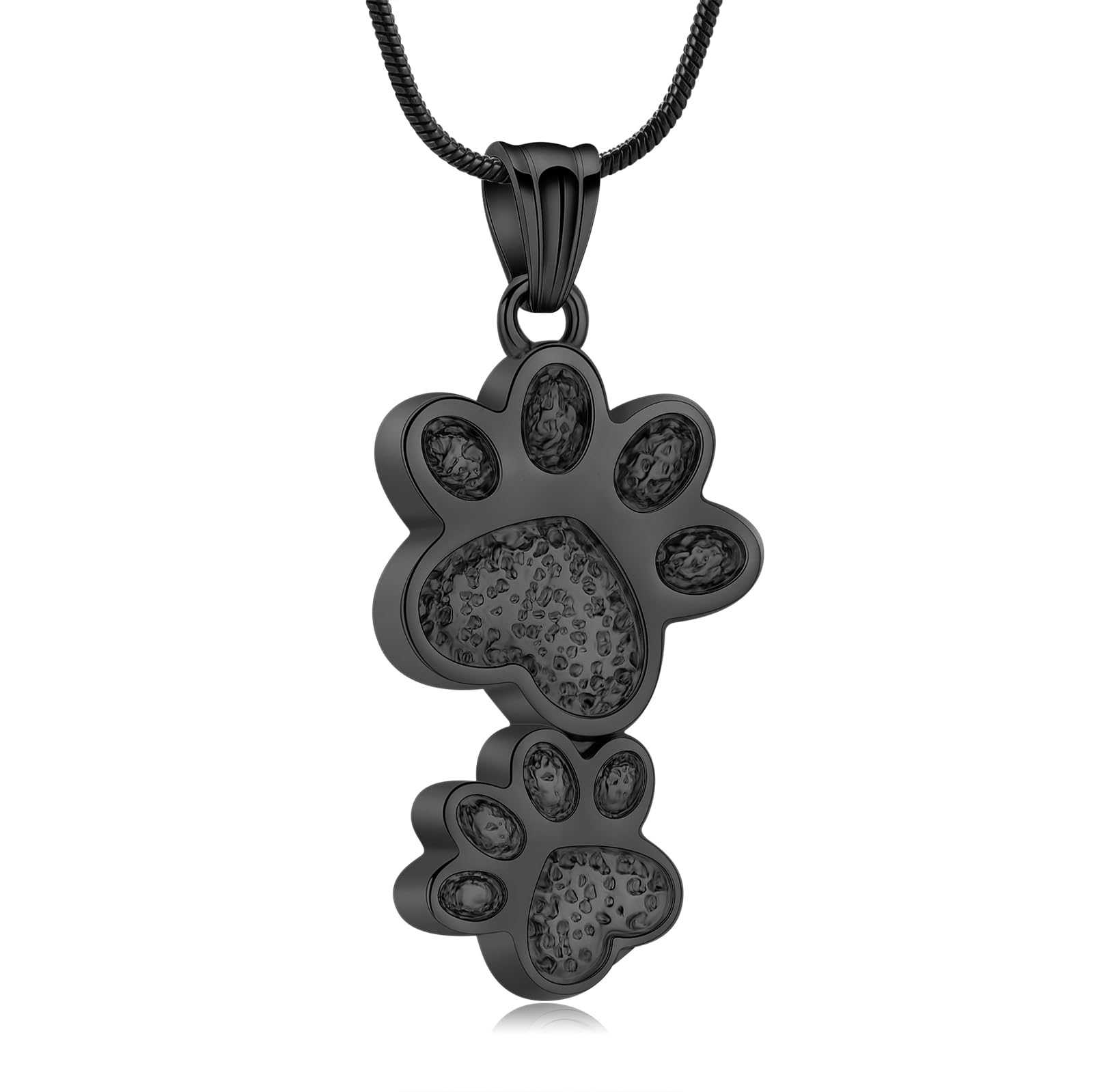 QGJNSGC Urn Necklace for Ashes Dog Pet Ash Necklace Paw Memorial Ash Souvenir Cremation Jewellery Gift for Female Dog and Cat Lovers (Black)