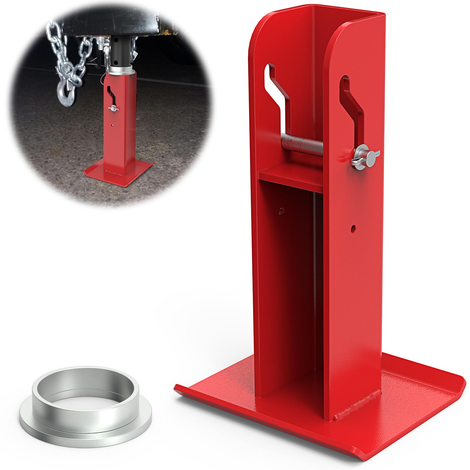 Photo 1 of **********Missing hardware************
Fixirons 6'' Trailer Tongue Automatic Fold-Up Jack Foot Plate for 2-1/4" Jacks 2 Inch Inner Jack Tube for ATV/Snowmobile V·Nose Trailer