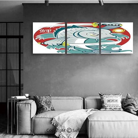 Amazon 日本語 3枚 アートフレーム 30 30cm 3パネルアートボード インテリア絵画 おしゃれポスター 壁掛け絵画 アートストリート 3枚 Hd しゃしん Kサムライ2本の剣赤背景武道動物戦闘機イラスト緑白 ウォールステッカー オンライン通販