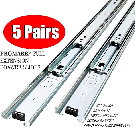 Promark Full Extension Drawer Slide 22 Inches 5 Pack Amazon Com