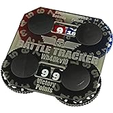 LITKO Battle Tracker | Compatible with Warhammer 40K 10th | Grey | Four dials: Victory Points 00-99, Command Points 0-18, Rounds 0-9 | 60mm octagonal