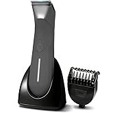 Body Trimmer for Men - Groin & Ball Shaver with Charging Dock - Constant Power No-Pull Electric Pubic Hair Clipper - 5-in-1 Guard Waterproof Body Groomer with LED Light, for Groin, Armpit & Body