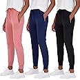 3 Pack: Women's Ultra-Soft Dry Fit Lounge Joggers Sweatpants Athletic Yoga Pants with Pockets (Available in Plus)