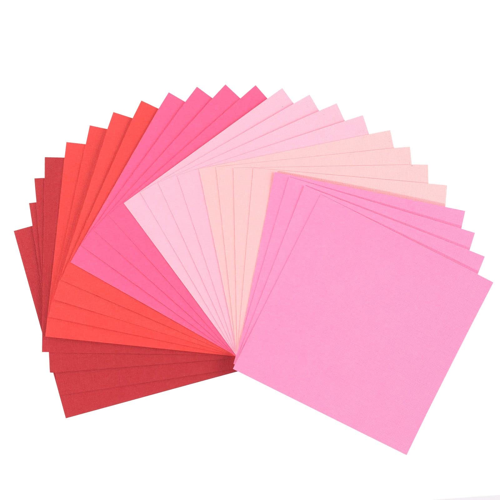Florence Cardstock Textured Multicoloured - Coloured Card Making Supplies 6 x 6 inch - Pink - 24 Sheets - Coloured Paper for Scrapbooking, Card Making and Other Paper Crafts - 216 gsm